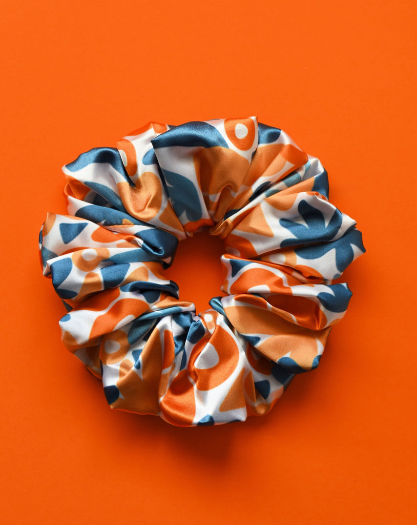 Blue Abstract Scrunchie