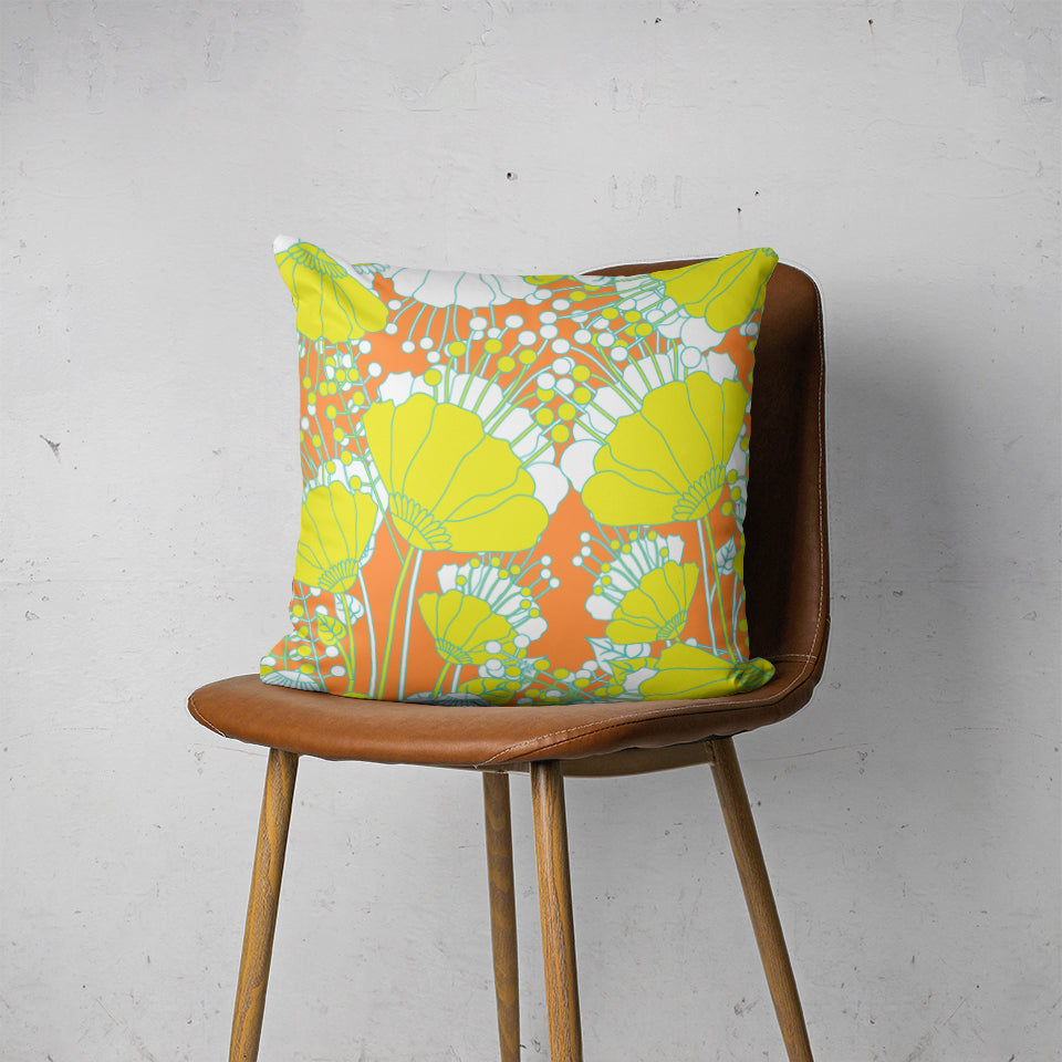 Orange daffodil cushion cover