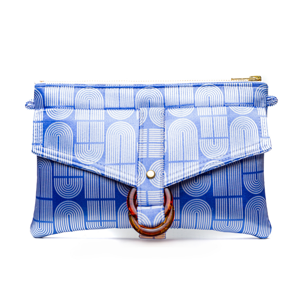Blue arches sling bag