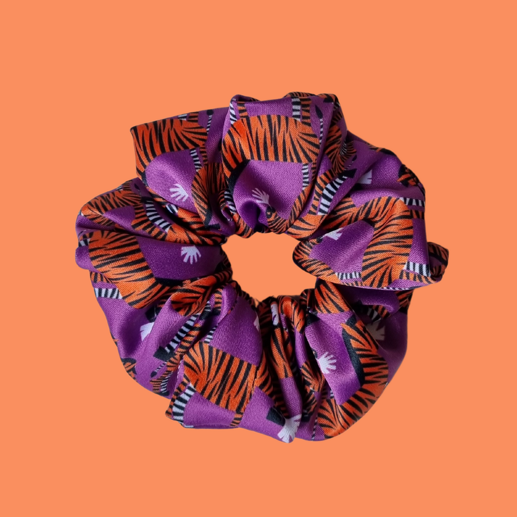 Purple zebra scrunchie
