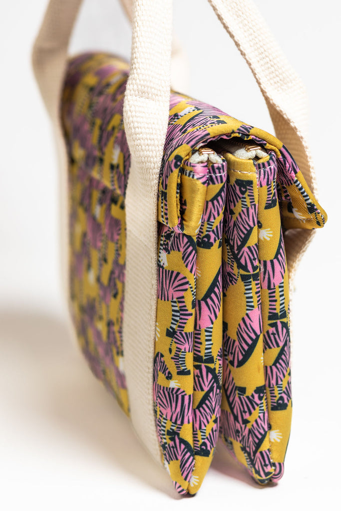 Mustard Zebra mini brief handbag