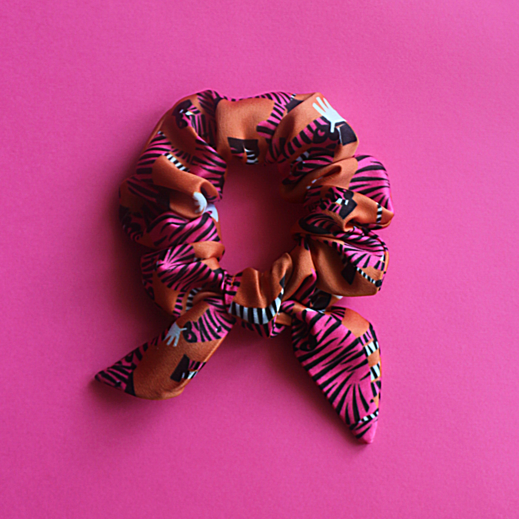 Zebra bow scrunchie