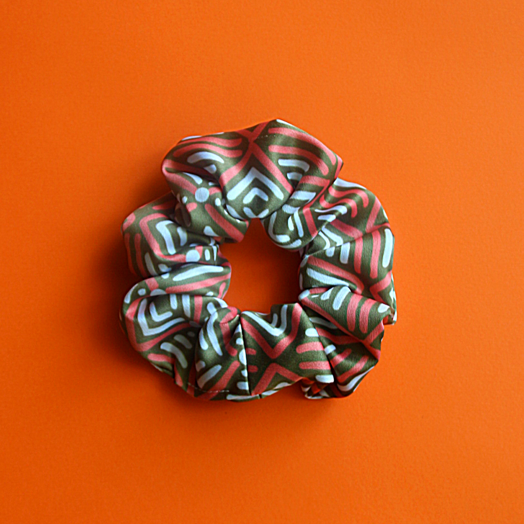 Green tribal scrunchie