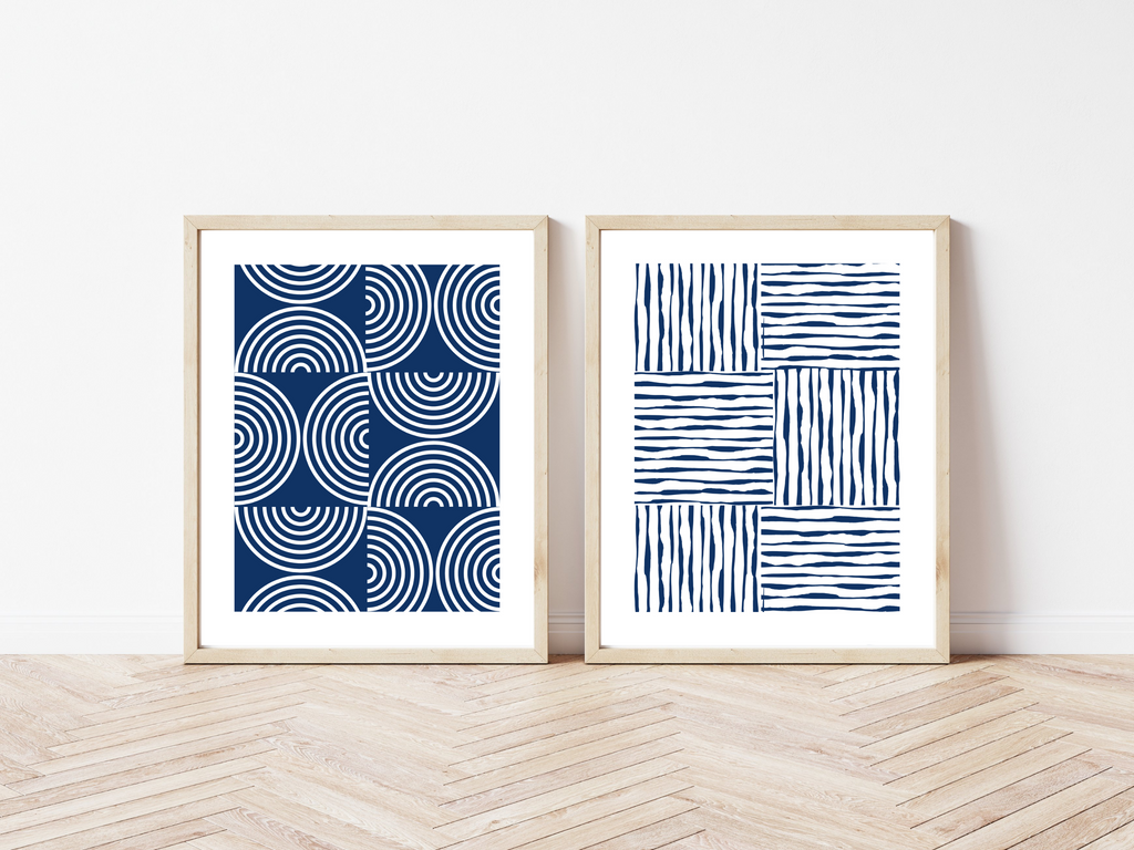 Blue lines wall art printable