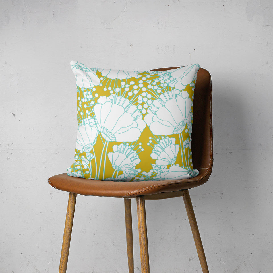 Green daffodil cushion cover
