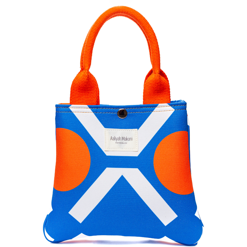 Blue lines and circles mini tote