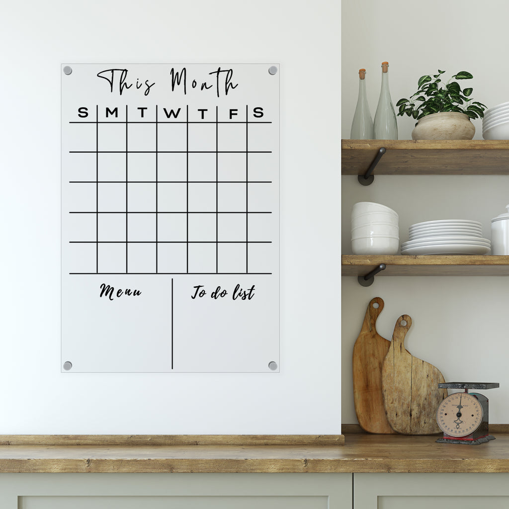 Monthly acrylic wall planner